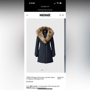 Mackage TRISH Black Puffer Coat with Fur Trim